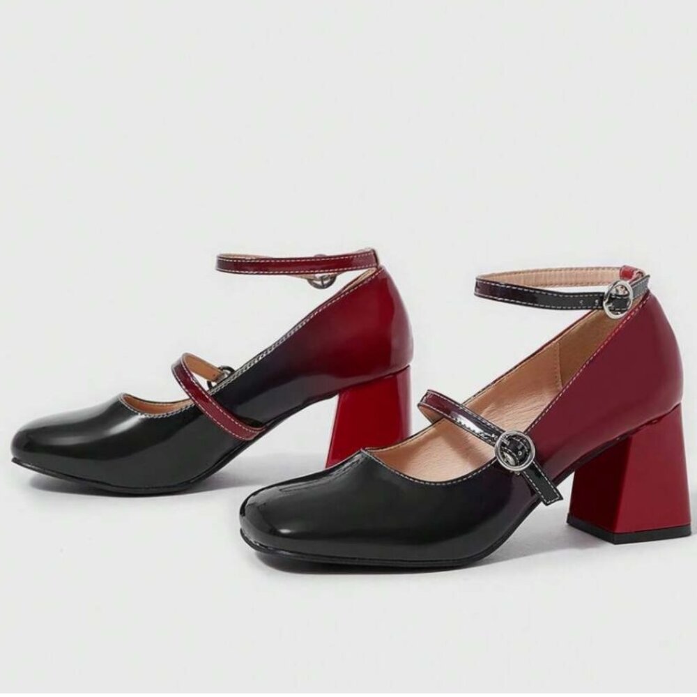 SHEIN Red and Black Glossy Heels (US 7)